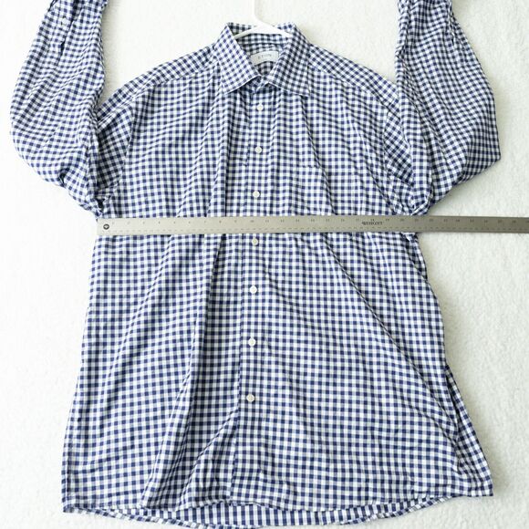 Eton Classic Blue and White Gingham Button Down Classic Fit Shirt Men's Sz 46 - Picture 7 of 16
